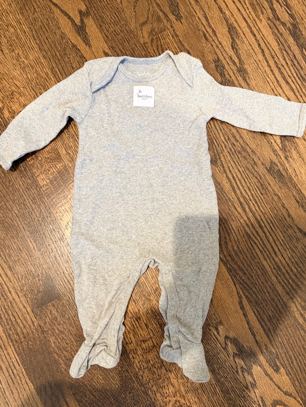 NWOT! Burt's Bees Baby Heather Gray Footless Long-Sleeve Bodysuit - 0-3 Months